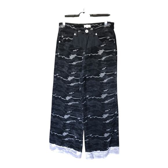 POL Camouflage Print Wide Leg Black Gray Corduroy Pants Women's Size Small - Picture 5 of 16